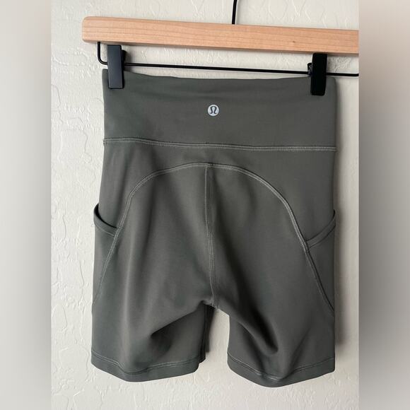 Lululemon Invigorate High Rise biker Shorts Grey Sage 2 - Picture 4 of 7